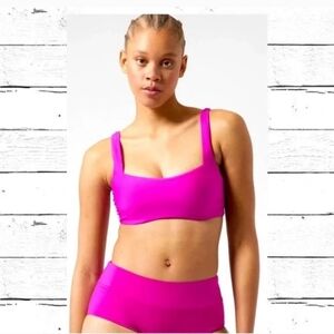 athleta square neck bra cup bikini top Electric Fuchsia 34D / DD